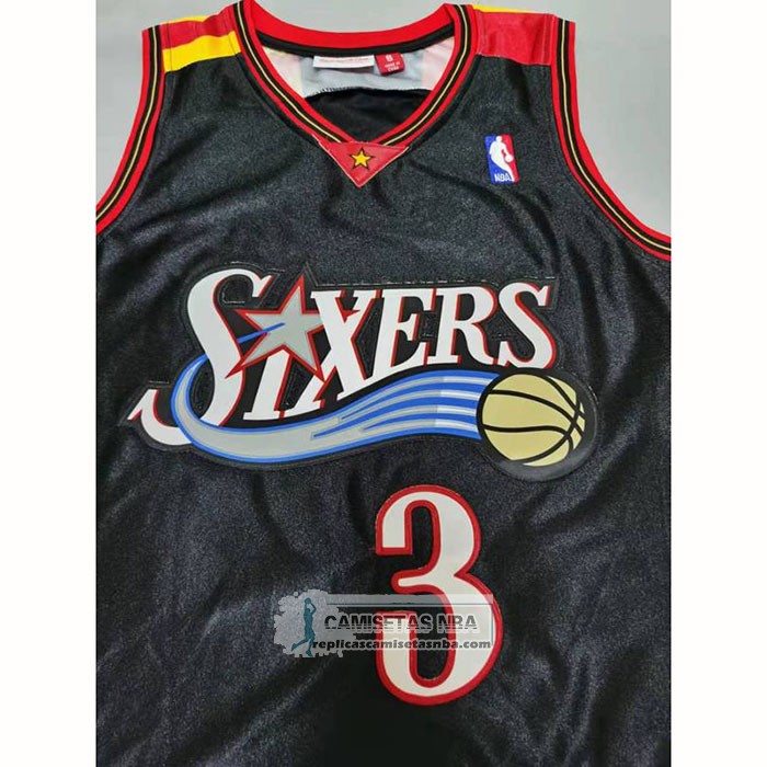 Camiseta Philadelphia 76ers Allen Iverson NO 3 Mitchell & Ness 2006 Negro